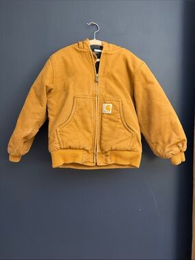 Carhartt Kids Insulated Duck Canvas Hooded Jacket Brown XXS 4-5